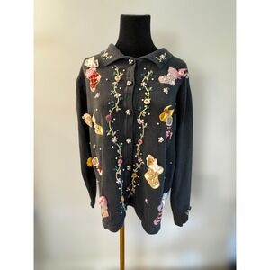 Vintage Cardigan Sweater Christmas Stockings Embellished Beaded Vintage Grandma